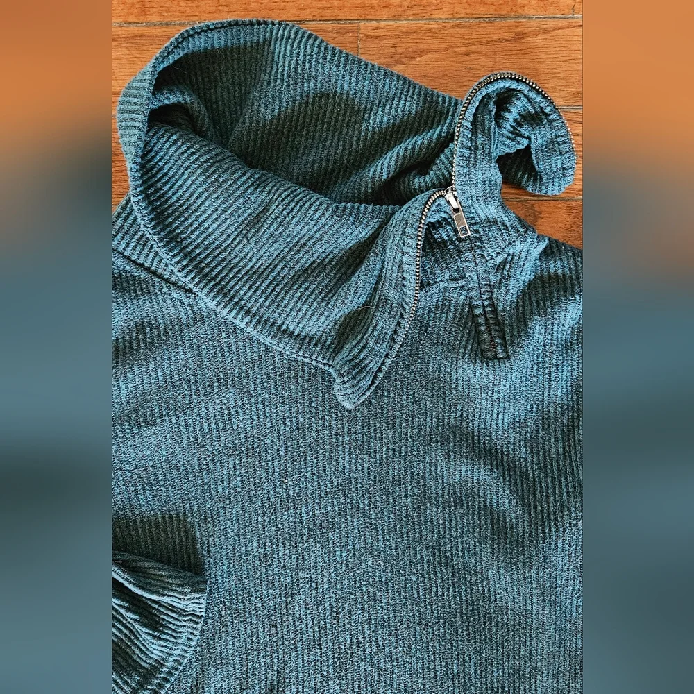 No Boundaries Teal Ribbed Mini Dress - Picture 2 of 3
